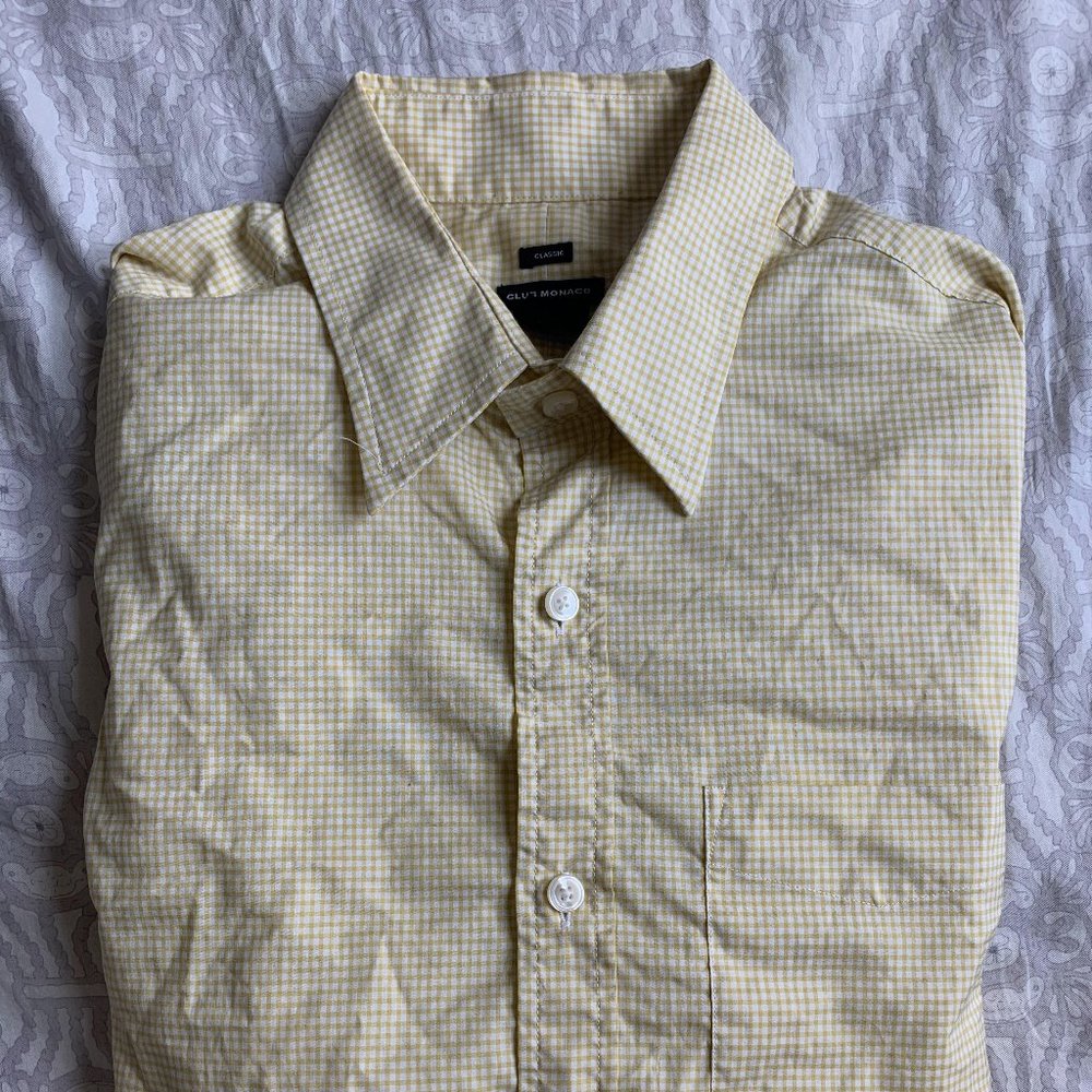 Club Monaco button up shirt in yellow gingham